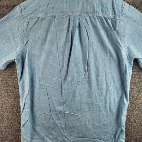 Quiksilver Button Up Shirt Men Short Sleeve Blue Striped Large Cotton Woven - Picture 13 of 15